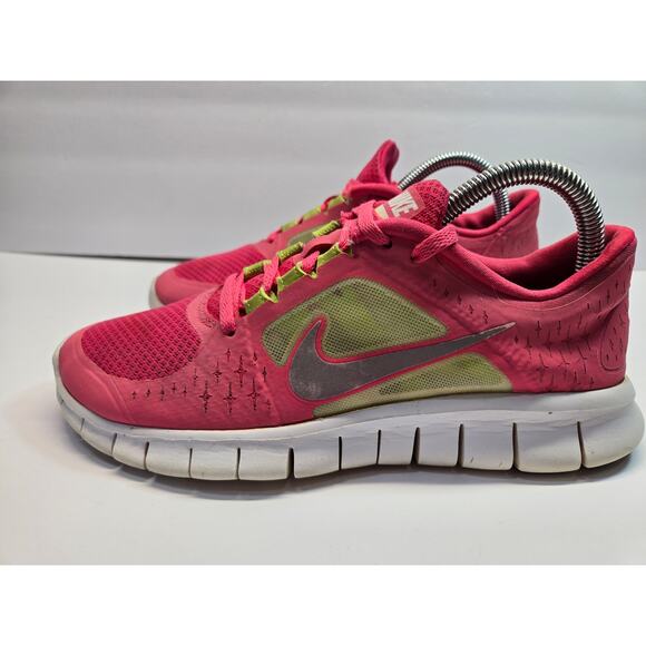 Nike Free Run 3 Running Shoes in Spark Pink Volt | Girls 6.5Y | 512098-600 - Picture 4 of 7